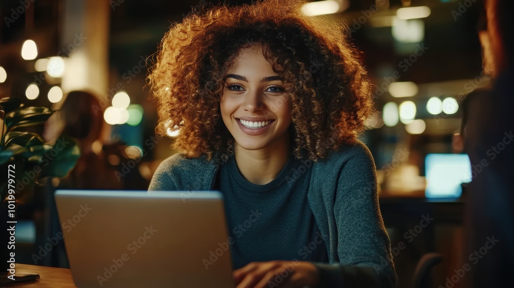 Smiling Woman Laptop. Smiling Woman Laptop.