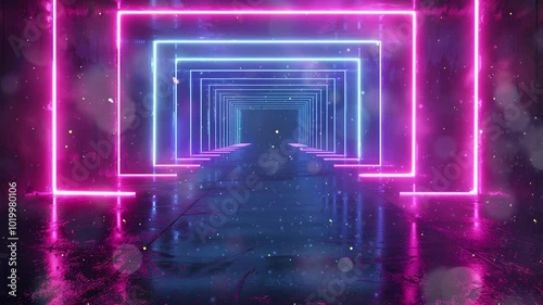 futuristic sci fi abstract blue and purple neon light seamless looping overlay 4k virtual video animation background