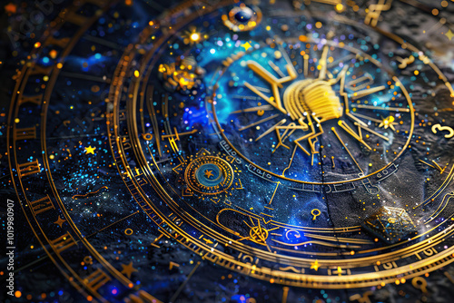 Wallpaper Mural Astrological composition with zodiac circle in signs and symbols Torontodigital.ca