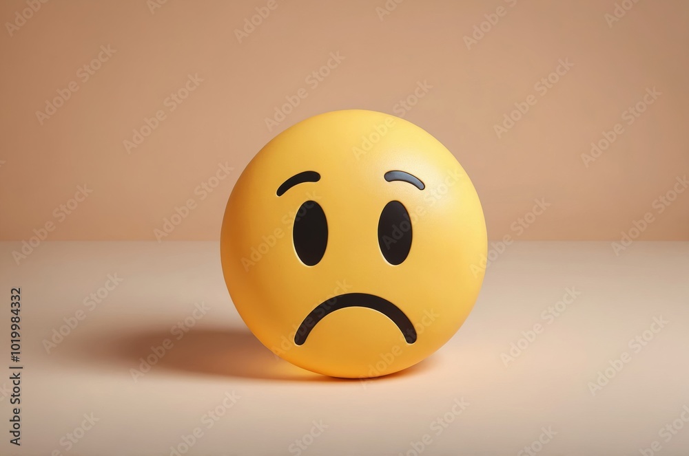 3d rendered sad emoji on neutral background 3d rendered sad emoji on neutral background