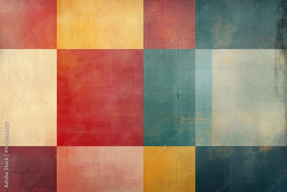 Abstract Geometric Pattern of Textured Colorful Squares Abstract Geometric Pattern of Textured Colorful Squares