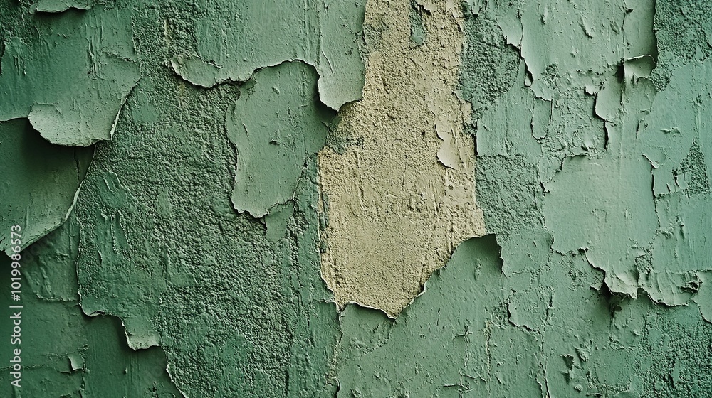 Textured Green Wall with Peeling Paint Textured Green Wall with Peeling Paint