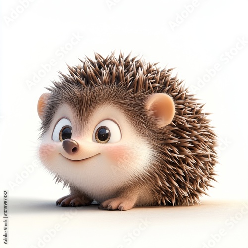 Cute Cartoon Hedgehog Animal Character 3D Illustration