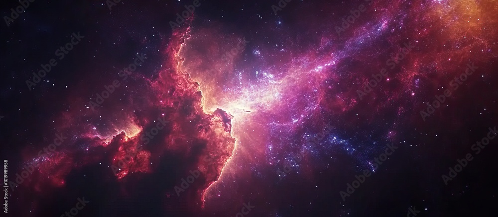 Fototapeta premium Cosmic Nebula in a Starry Night