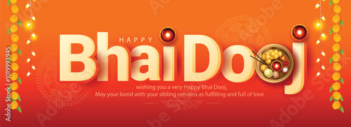 creative poster illustration of bhai dooj with Indian festival background photo