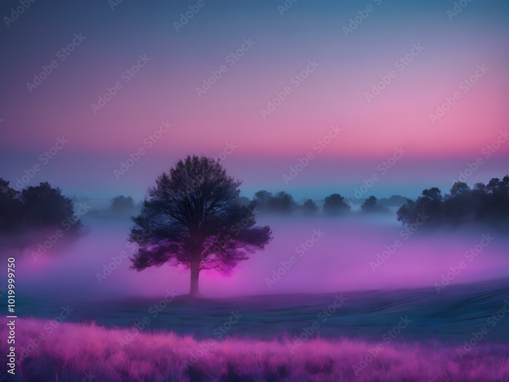 A soft, misty morning sky with pastel tones of pink and blue, with the fog rising from the fields and trees barely visible in the distance
A soft, misty morning sky with pastel tones of pink and blue, with the fog rising from the fields and trees barely visible in the distance