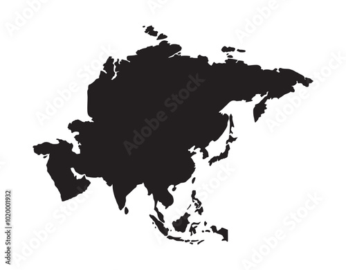map of Asia black vector design