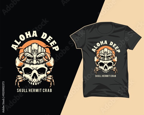 skull hermit crab tshirt design