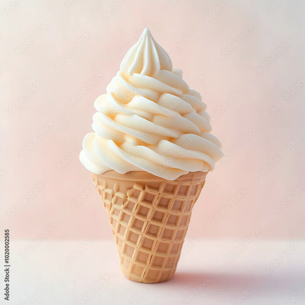 Vanilla soft serve ice cream in a crunchy waffle cone, offering a perfect balance of smoothness and crispness. Vanilla soft serve ice cream in a crunchy waffle cone, offering a perfect balance of smoothness and crispness.