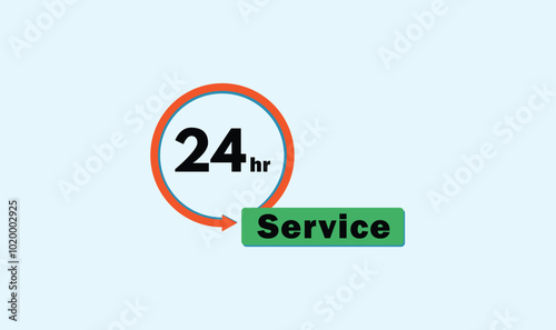 24 hour service sticker design vector illustration for use.