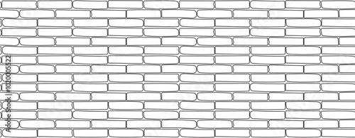 brick wall vector art flat design black outline