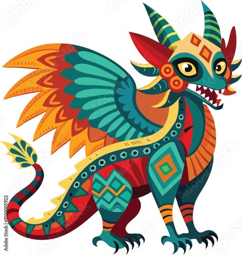 mexican alebrijes dragon animals vector art illustration graphic design