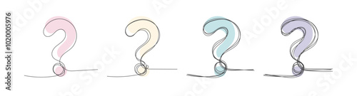 continues line thin mark question flat color