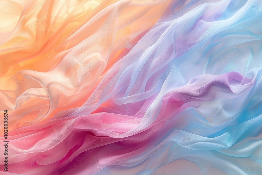 Obraz premium Soft flowing fabric in pastel colors creating an elegant textile background.