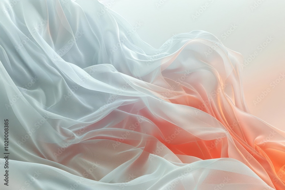 Obraz premium Abstract flowing fabric design with soft colors, white isolate background