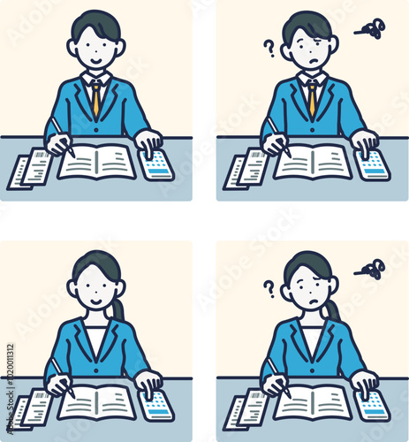 People who write a household account book - wearing business suit young man and woman
