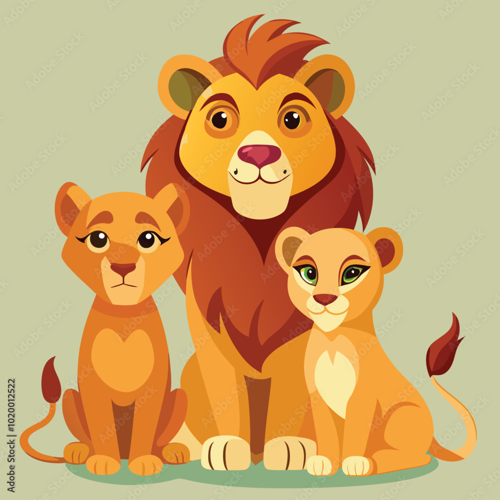 lions family male and female ilon with cub vector illustration design lions family male and female ilon with cub vector illustration design