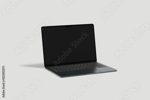 Blank Flying laptop mockup front view with shadow