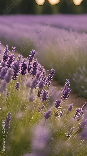 A closeup of lavender flowers blooming in a field.