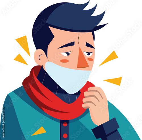 man caught cold fever sneeze vector illustration graphic design