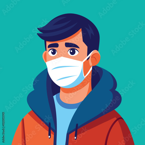man caught cold fever sneeze vector illustration graphic design