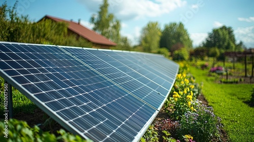 Solar Panels Installed in a Residential Garden