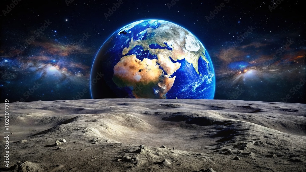 Stunning View of Earth from the Moon's Surface Capturing the Beauty of Our Planet in Space Stunning View of Earth from the Moon's Surface Capturing the Beauty of Our Planet in Space