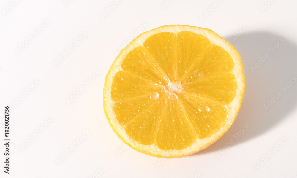 a single citrus slice featuring a lemon placed on a clean white background a single citrus slice featuring a lemon placed on a clean white background
