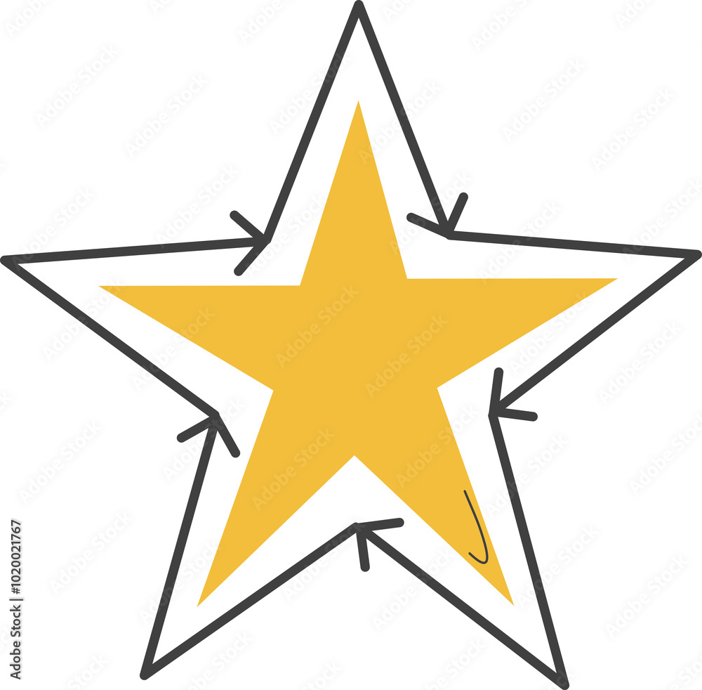 Obraz premium Simple learning to draw a yellow star.