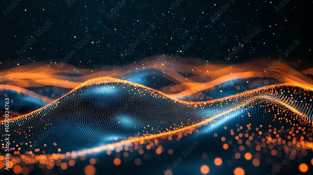 Abstract Wavy Surface with Orange and Blue Lights Abstract Wavy Surface with Orange and Blue Lights