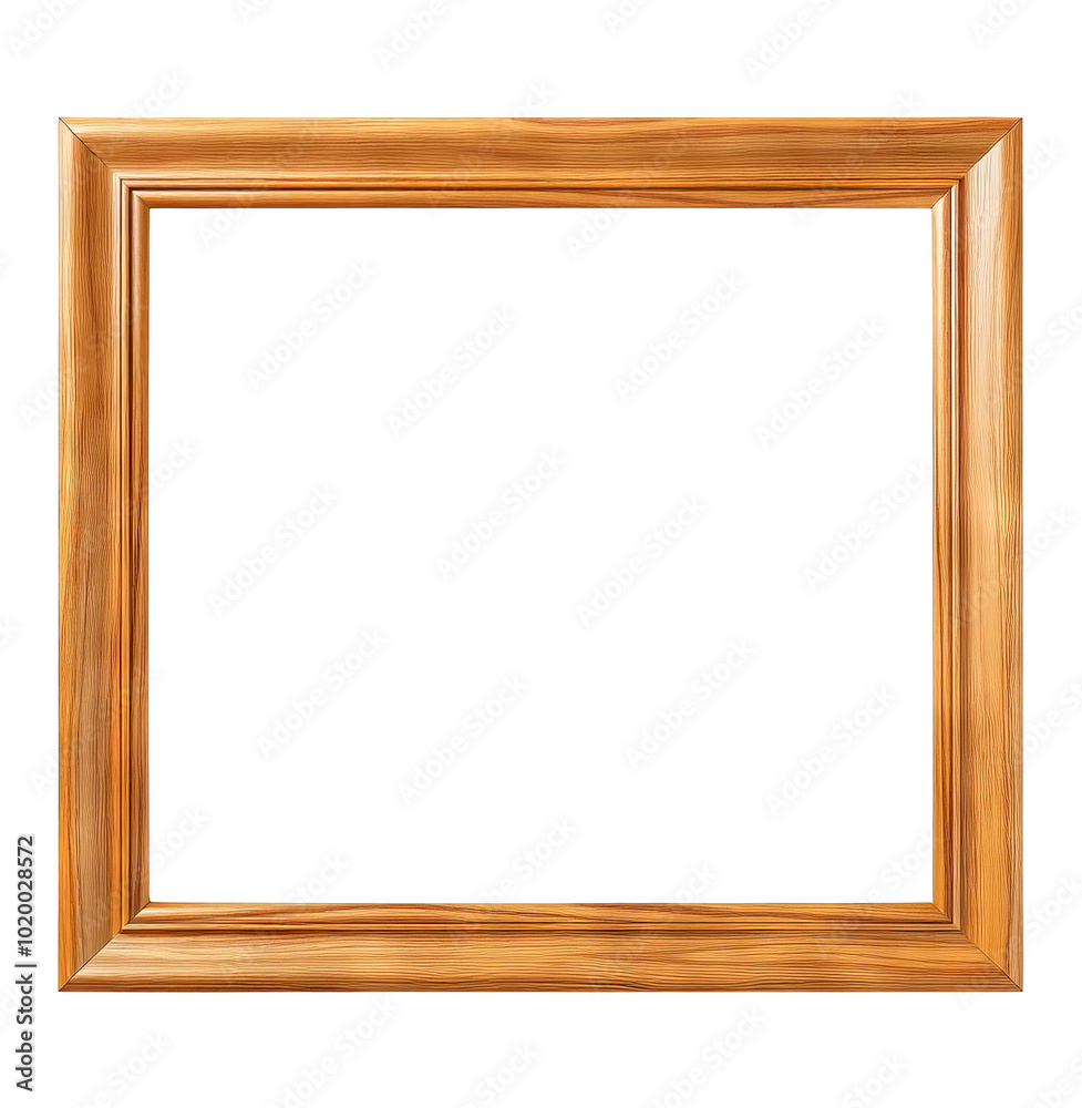 Wooden Picture Frame on Transparent Background for Design Overlay and Decoration