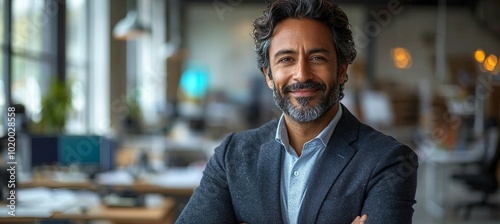 Confident Businessman Smiling in Office