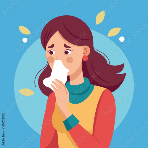 women caught cold fever sneeze vector illustration graphic design