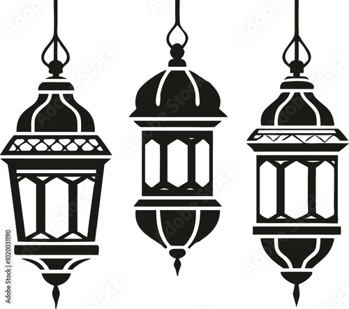 Ramadan lanterns vector silhouette