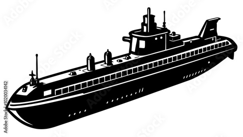 silhouette of a submarine ship vector black illustration. US maybe water ship 