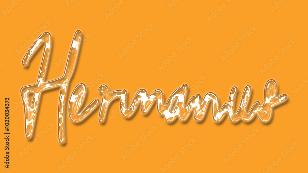 3D Thick Transparent Liquid text effect of name Hermanus on Yellow Background. 3D Thick Transparent Liquid text effect of name Hermanus on Yellow Background.