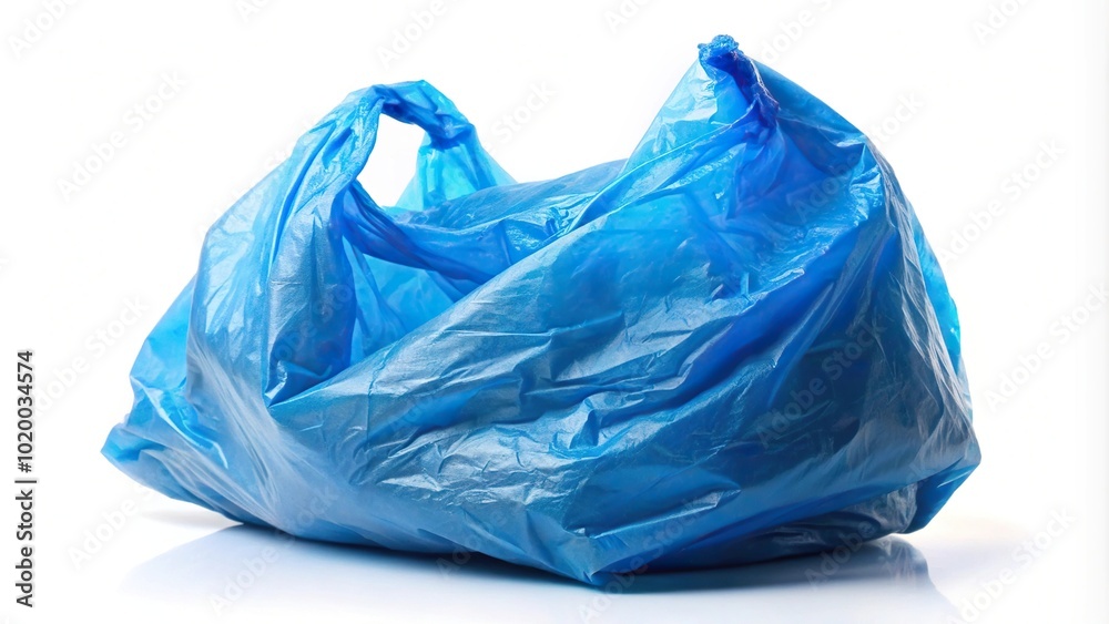 Blue plastic bag isolated on white background Blue plastic bag isolated on white background
