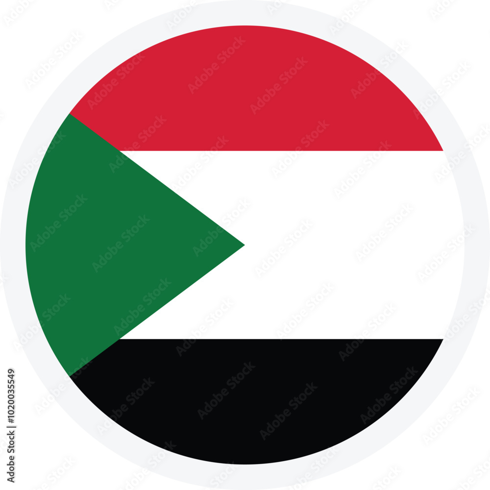 Fototapeta premium Flag of Sudan. Round vector icon for mobile apps or web design. Flat style