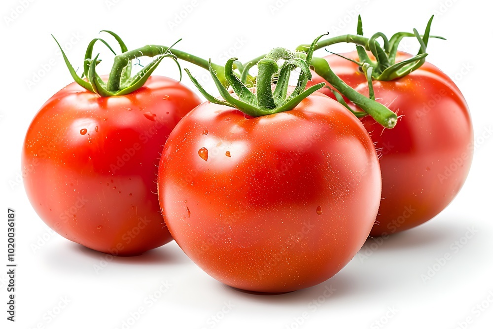 Three ripe tomatoes isolated on white background Three ripe tomatoes isolated on white background