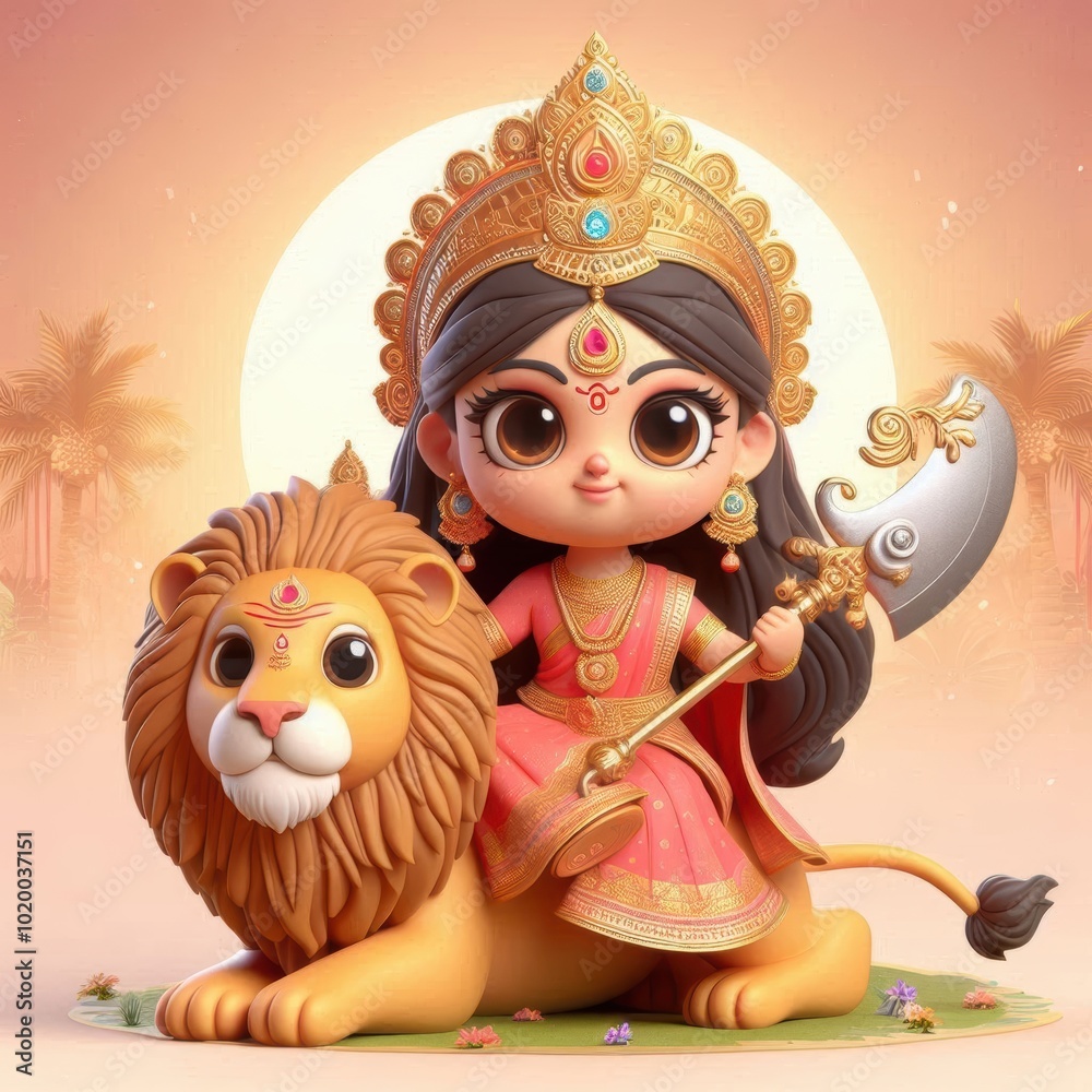 Naklejka premium 3d Goddess Durga, 3d Goddess Lakshmi