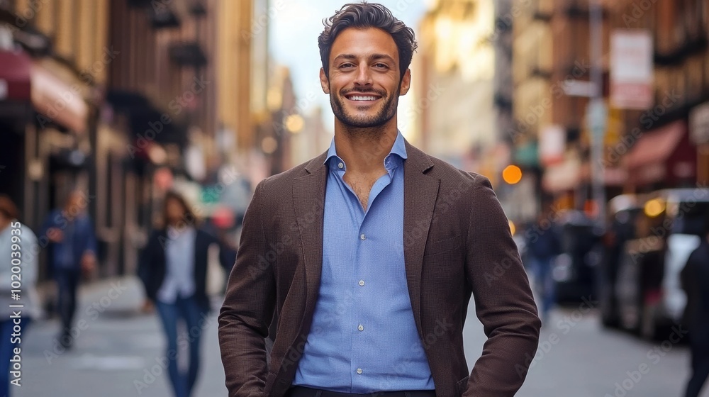 Fototapeta premium Smiling Man in City.
