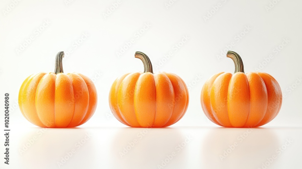 Obraz premium Glowing pumpkins on white background
