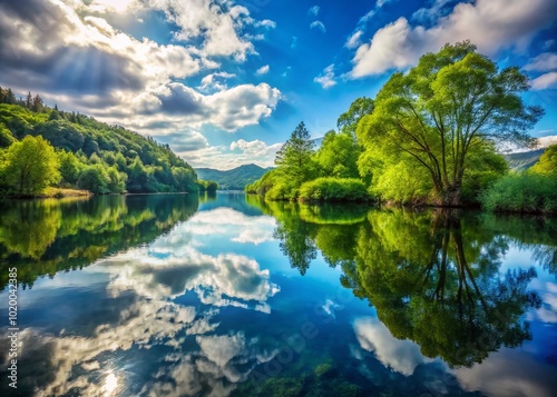 Tranquil Nature Scenes with Serene Landscapes, Lush Greenery, and Peaceful Water Reflections