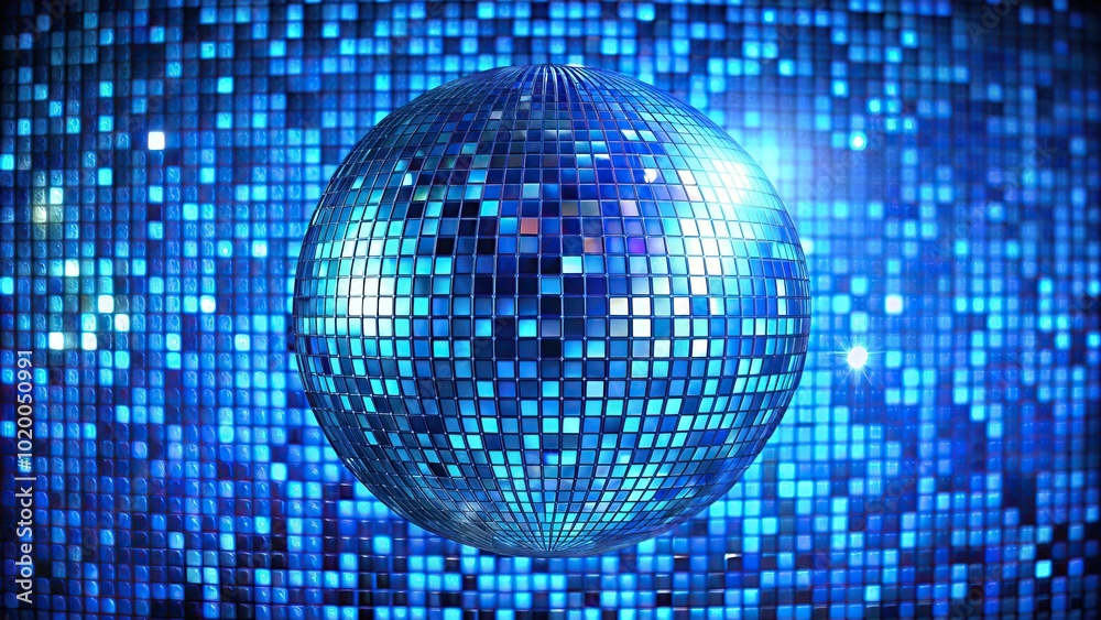 Naklejka premium Blue seamless mosaic shimmer background with disco ball texture