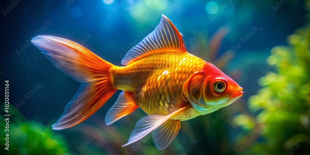 Fototapeta premium Unique Goldfish Shark Hybrid Swimming in Clear Water with Vibrant Colors and Captivating Patterns