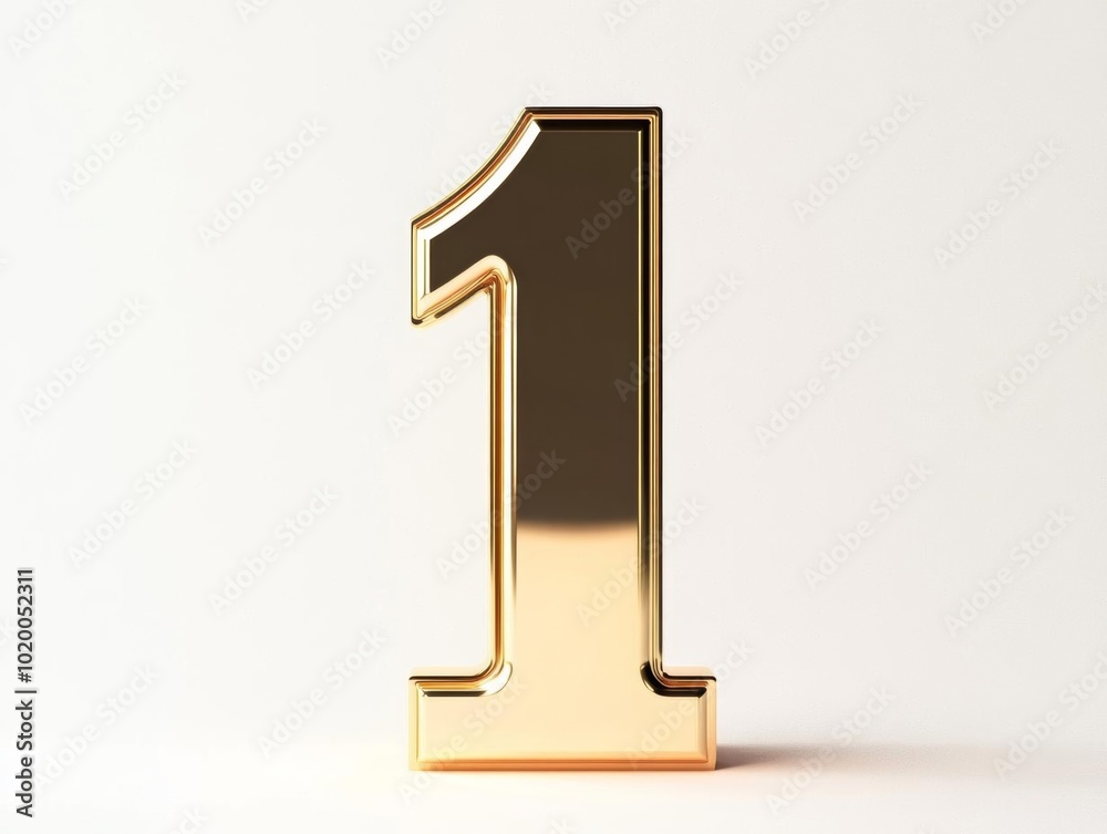 Shiny gold number one placed on a neutral background, perfect for celebrations or ranking themes. Shiny gold number one placed on a neutral background, perfect for celebrations or ranking themes.