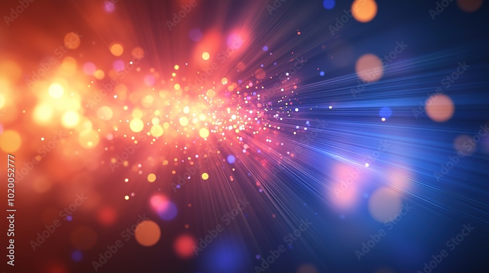 Vibrant Light Burst with Colorful Particles Vibrant Light Burst with Colorful Particles