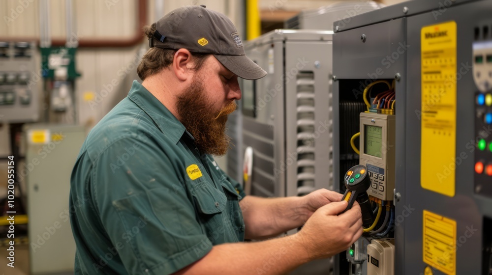 Skilled Technician Repairing Air Conditioning Unit Skilled Technician Repairing Air Conditioning Unit