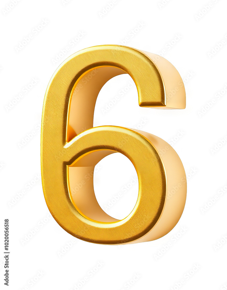 Golden Number 6 Design Element on Transparent Background for Graphic Projects Golden Number 6 Design Element on Transparent Background for Graphic Projects