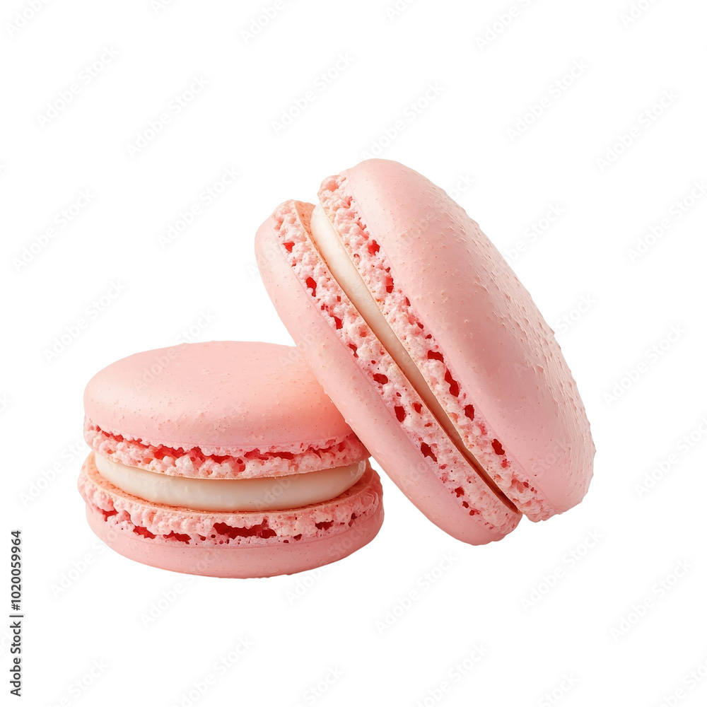 Isolated strawberry macarons on a clean white background, simple and classic presentation. cutout png Isolated strawberry macarons on a clean white background, simple and classic presentation. cutout png